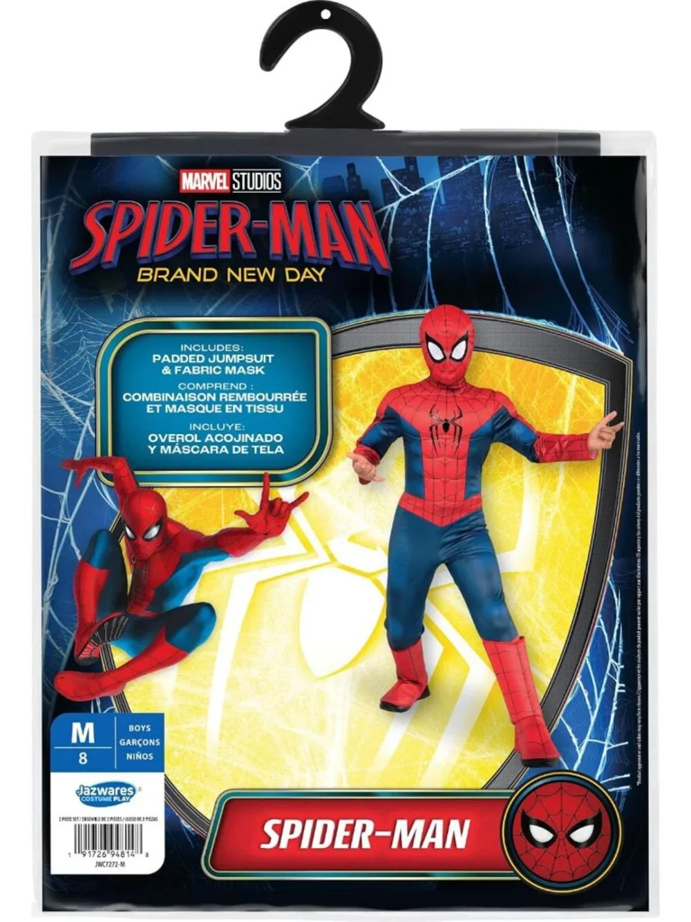 Youth Spider-Man Halloween Costume - Premium Padded Jumpsuit & Fabric Mask